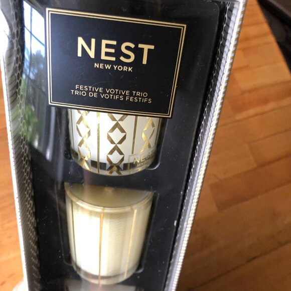 NEST 3 Scented Candles  FESTIVE VOTIVE TRIO Holiday Crystallized Ginger & Vanila - Picture 4 of 8